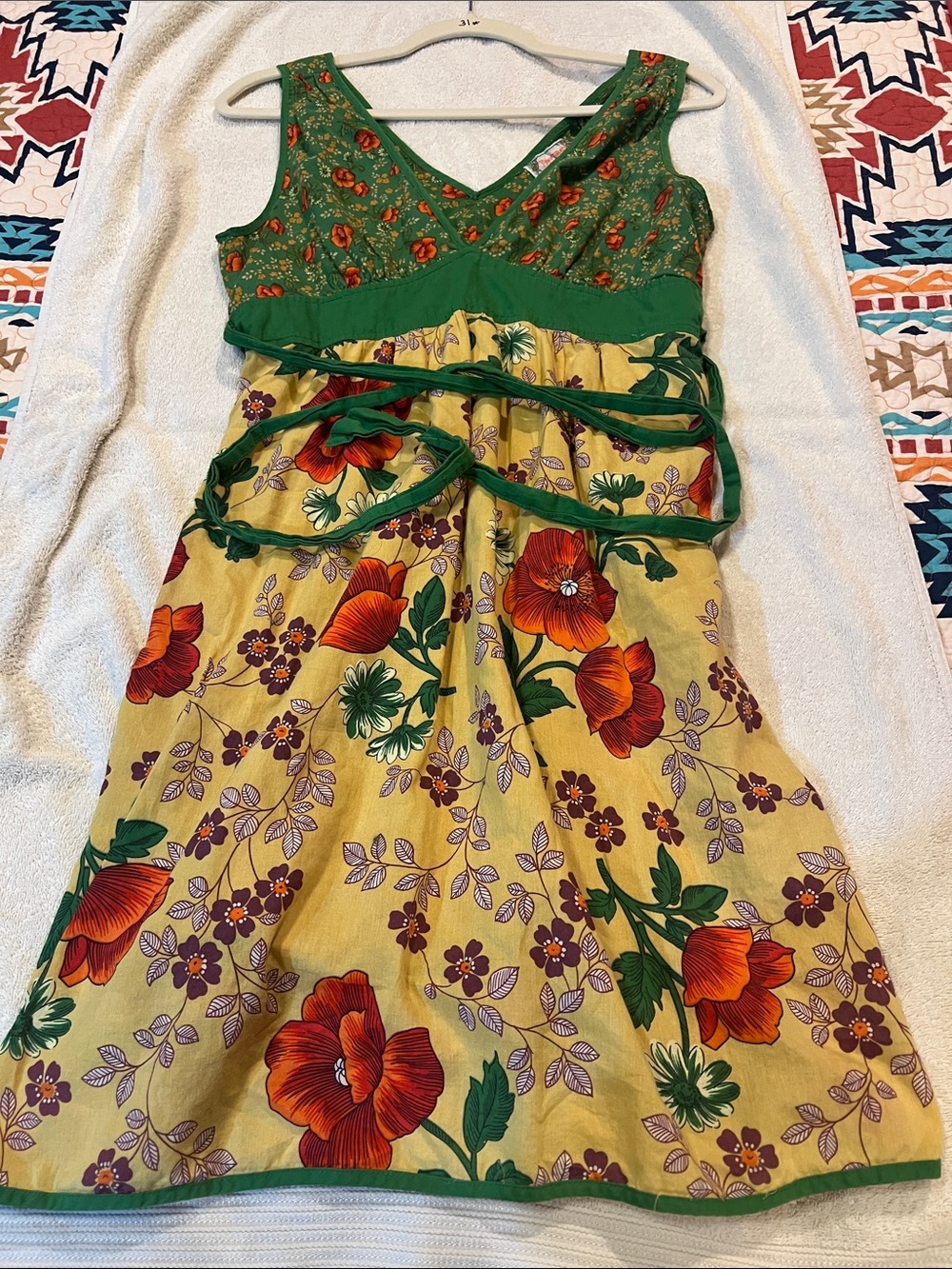 Flying Tomato Green and Yellow Floral Girls' Summer Dress